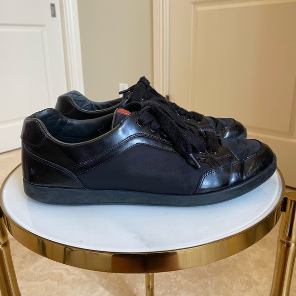 Prada Black Nylon and Patent Leather Low Top Sneakers Size 7 or 8 or 8.5 - Picture 3 of 17